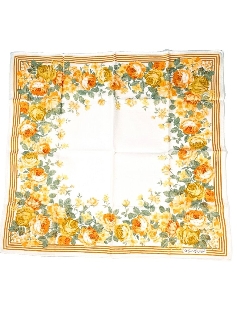 Vintage Yves Saint Laurent Cotton Floral Scarf – Rolled Hem